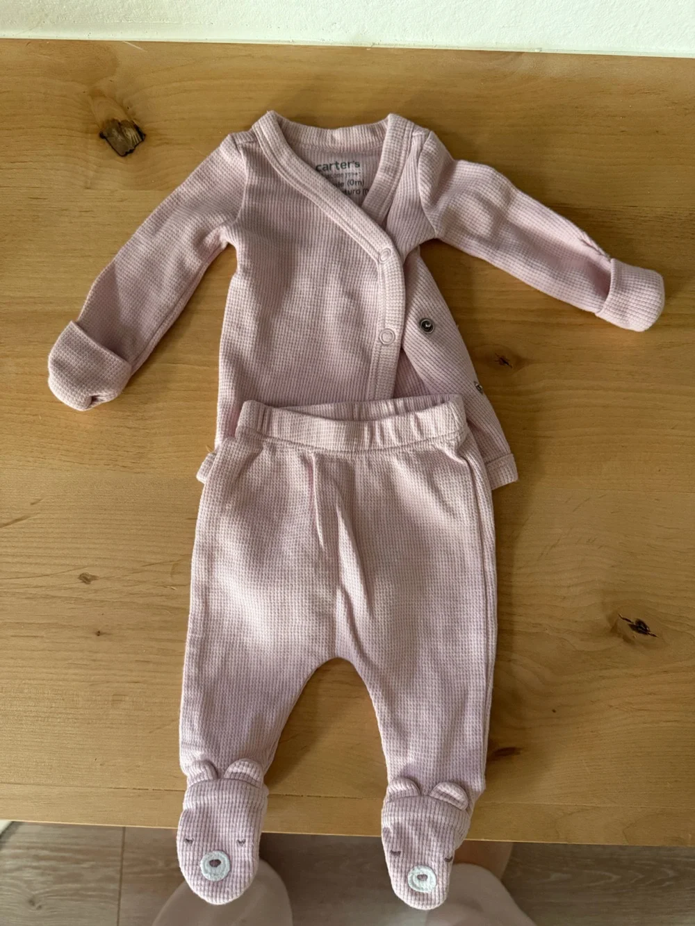 PREMIE Carter's Light Pink Waffle Knit Set